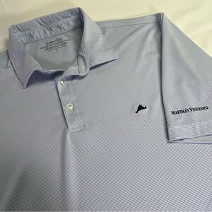 Peter Millar L Martha's Vineyard Light Blue Striped On The Go Sankaty Polo Shirt